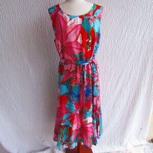 Talbots RSVP Women's Cocktail Dress 16 Fit Flare Sleeveless Vibrant Floral XL